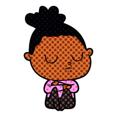 cartoon calm woman