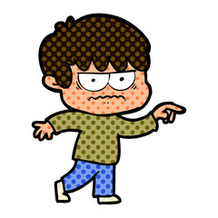 annoyed cartoon boy
