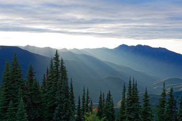 Sun setting behind the Olympic Mountains