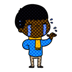 Obraz premium cartoon man crying