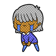 cartoon woman crying