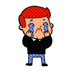 Fototapeta premium cartoon man crying