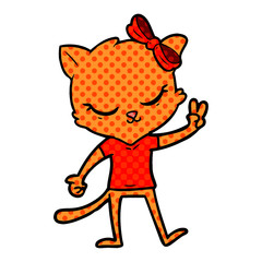 cute cartoon cat with bow