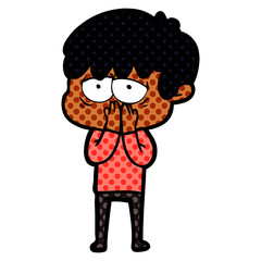 cartoon exhausted boy