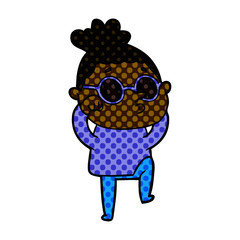 cartoon woman wearing sunglasses