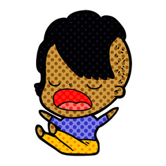 cartoon cool hipster girl talking