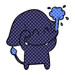 cute cartoon elephant spouting water