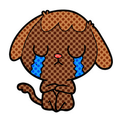 cute cartoon dog crying