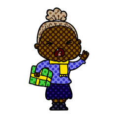 cartoon angry old woman
