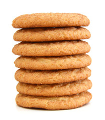 Stack of snickerdoodles over white.
