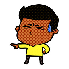 cartoon man sweating