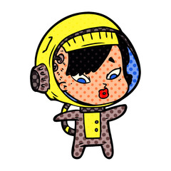 cartoon astronaut woman