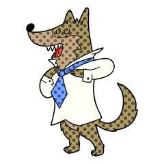 cartoon office wolf getting dressed