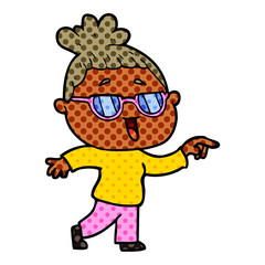 Obraz premium cartoon happy woman wearing spectacles