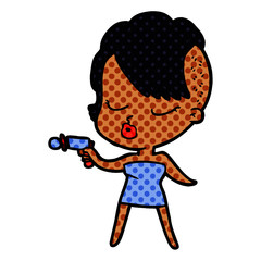 Obraz premium cartoon pretty hipster girl