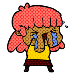 cartoon woman in tears
