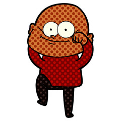 cartoon bald man staring