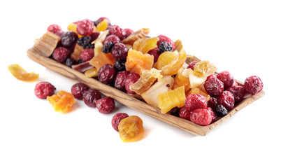 Dried fruits isolated on  white .