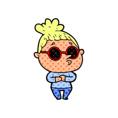 cartoon woman wearing sunglasses