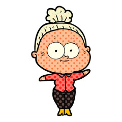 cartoon happy old woman