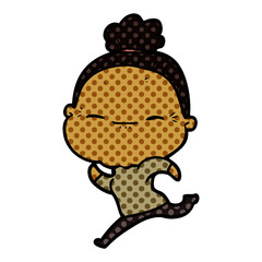 cartoon peaceful old woman