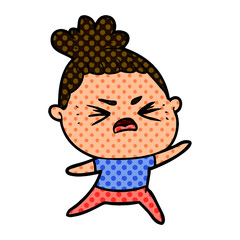 cartoon angry woman