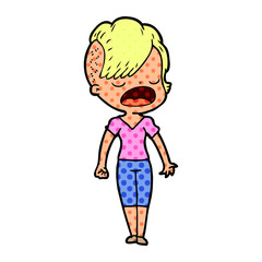 cartoon cool hipster girl talking