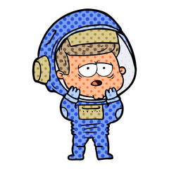 cartoon tired astronaut