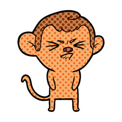 Obraz na płótnie Canvas cartoon annoyed monkey