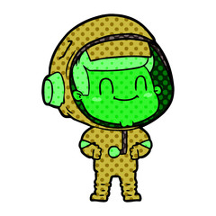 happy cartoon astronaut man