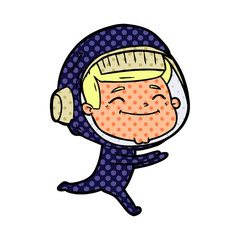 happy cartoon astronaut