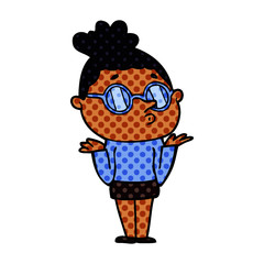 cartoon woman wearing glasses