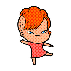 cute cartoon girl with hipster haircut