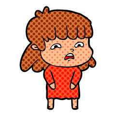 cartoon worried woman