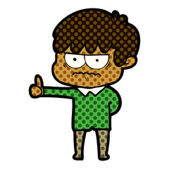 annoyed cartoon boy