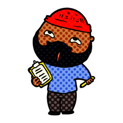 cartoon happy bearded man