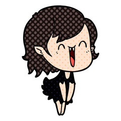 cute cartoon happy vampire girl