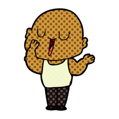 happy cartoon bald man yawning