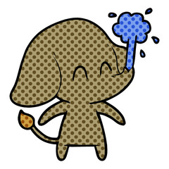 cute cartoon elephant spouting water