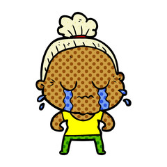 cartoon crying old lady