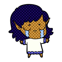 cartoon crying elf girl