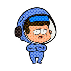 cartoon tired astronaut