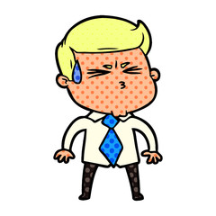 cartoon man sweating