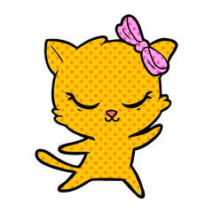 cute cartoon cat with bow