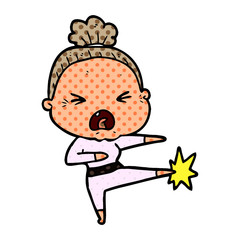 cartoon angry old woman