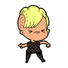 cartoon annoyed hipster girl