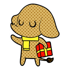 cute cartoon elephant with gift