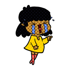 cartoon woman in tears