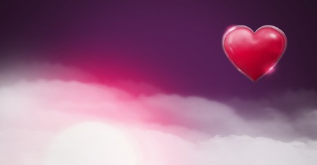 Fototapeta na wymiar Shiny heart glowing with purple misty background