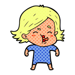 cartoon girl pulling face